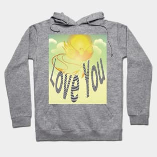 Say “Love You” Over Flaming Yellow Phoenix Bird Hoodie